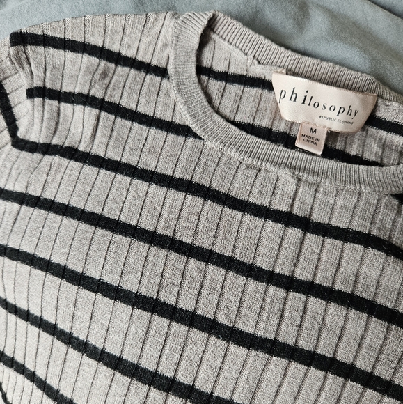 Philosophy M Cashmere Blend Sweater Long Sleeve Ribbed Top Medium - Picture 5 of 6